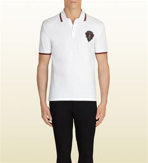 gucci polo shirt mens white|white gucci polo shirts men.